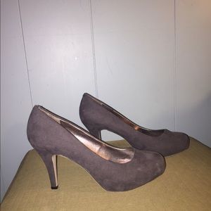 Grey suede heels